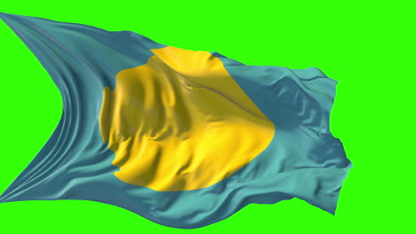 Flag of Palau Waving on Green Screen