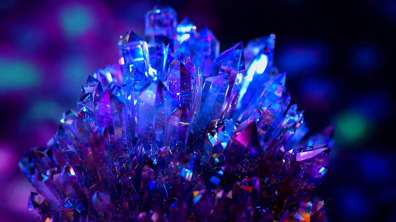 Vibrant Blue and Purple Crystals Sparkling with Reflective Light