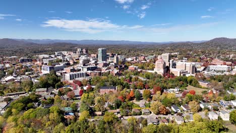 asheville nc, north carolina aerial pullout in autumn