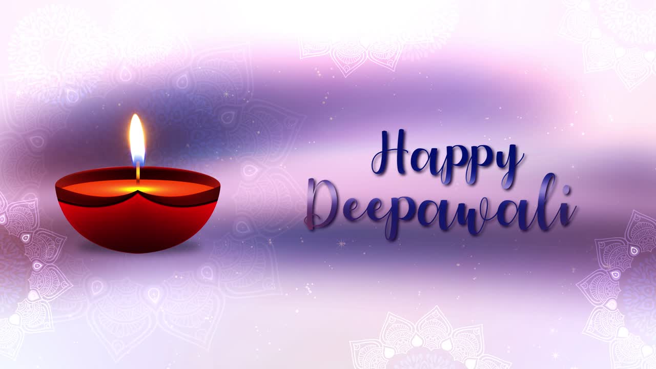 Modello di auguri Diwali o Deepavali, bellissima diya Diwali accesa, lampada a olio indiana su acquerello