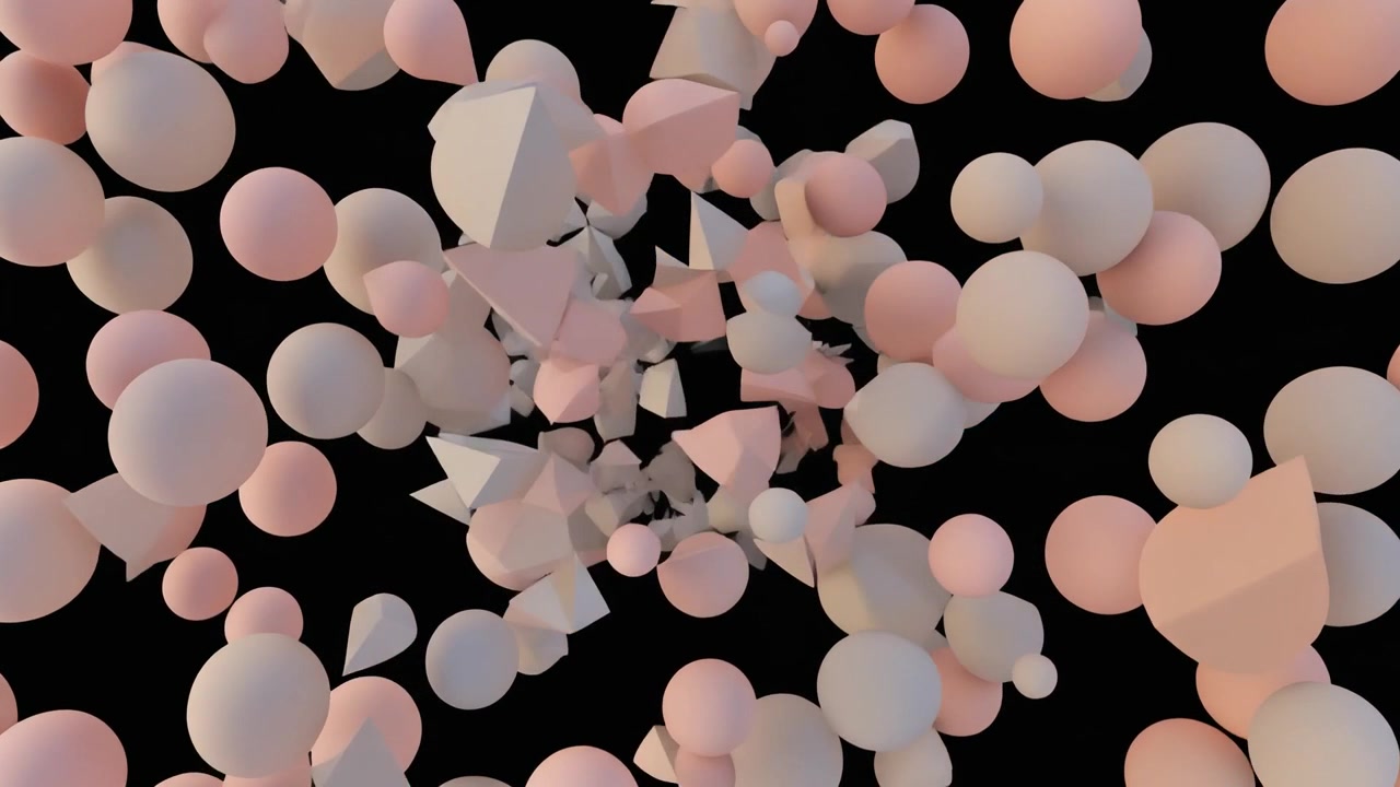 Abstract 3D Animation of Floating Spheres and Geometric Shapes