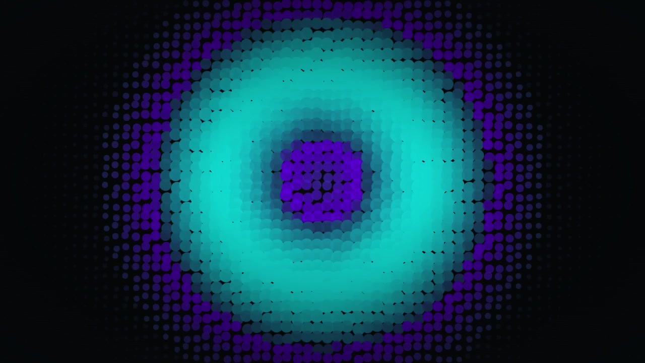 Cerchi astratti pulsanti di punti color ottanio e viola