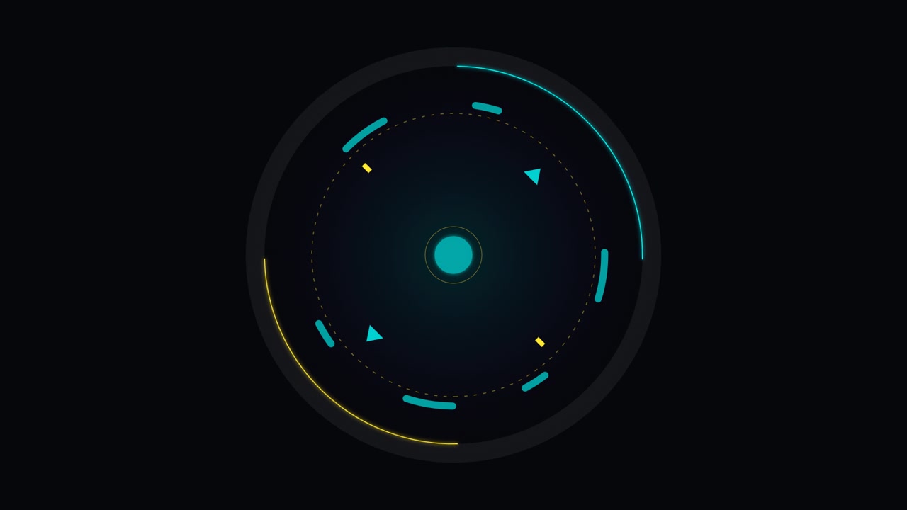 Abstract Circular HUD Interface Animation with Rotating Elements