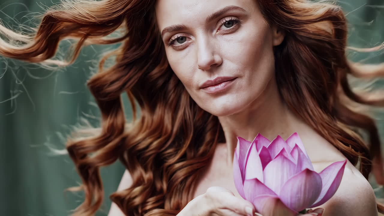 Donna con un fiore di loto