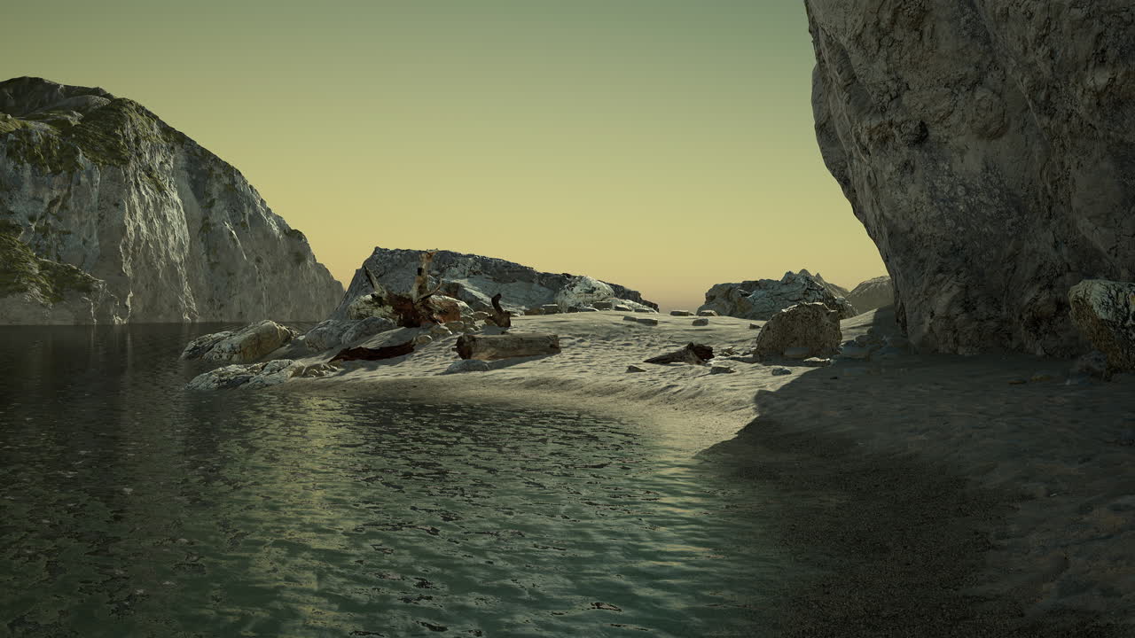 vista de un alto acantilado y el océano negro