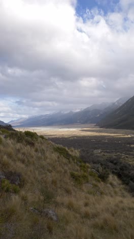 the nuns veil in mount cook national park in south island, new zealand - vertical shot