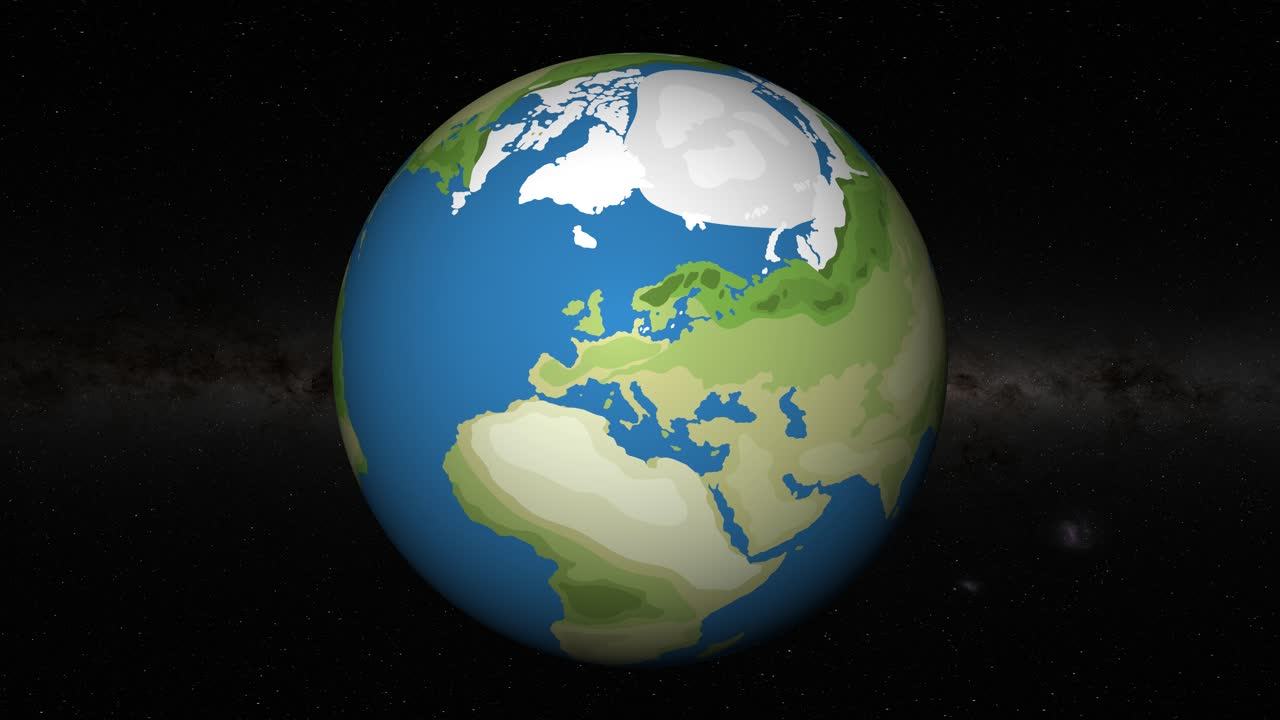 Animated sequence zooming into Vienna on Earth