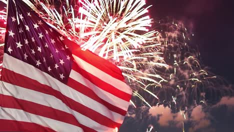 american flag and fireworks on independence day