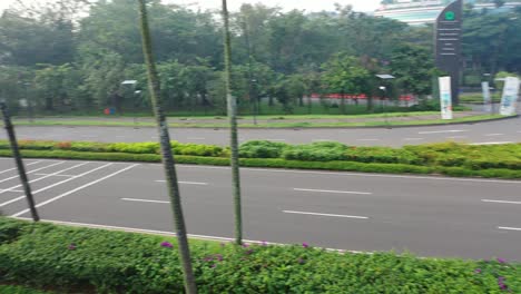 empty road in a city during morning fog