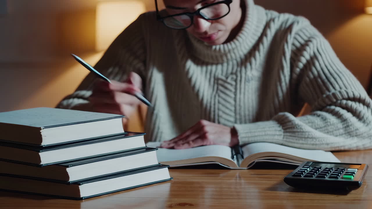 estudiante que estudia hasta tarde en la noche