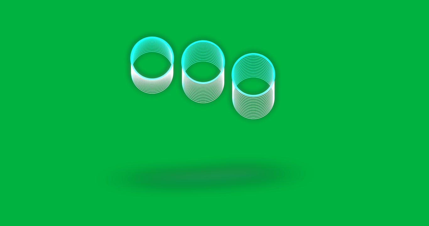 Animation of multiple neon circles on transparent background