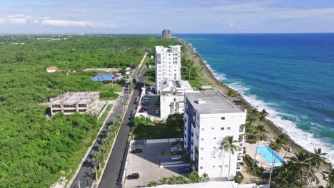 drone view of juan dolio in dominican republic on the island of hispaniola