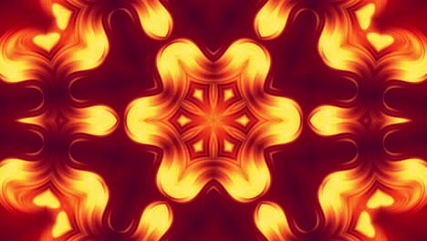 4k bucle sin costuras fondo abstracto como mandala adornado con ornamento de patrón en forma de flor rojo-amarillo o estrella hecha de gradientes fluidos. animación suave