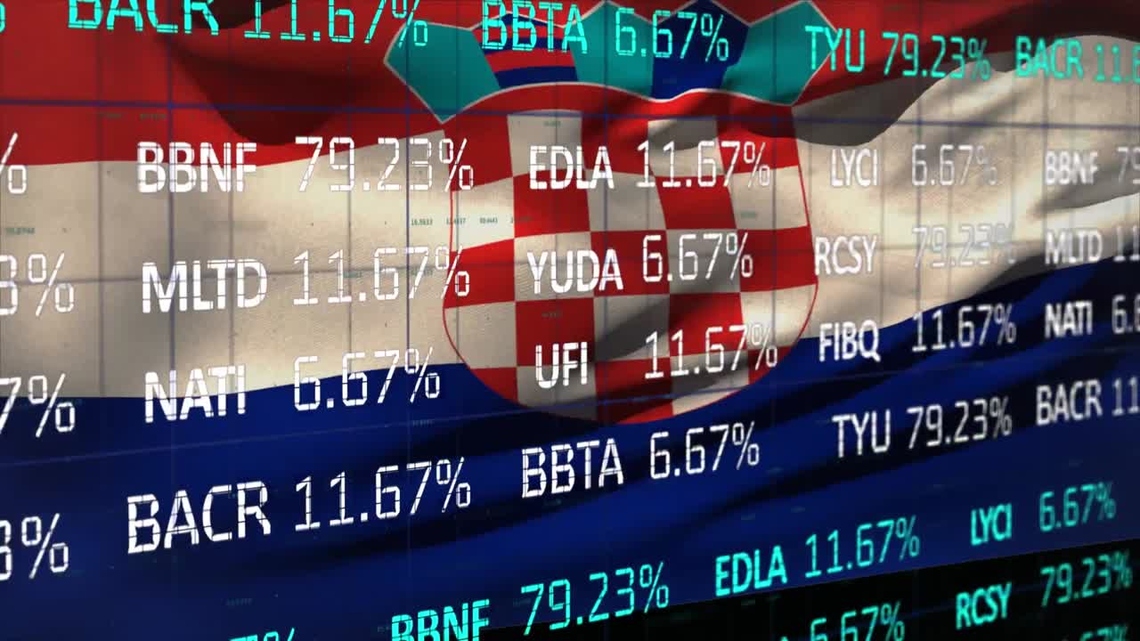 크로아티아의  ⁇ 발 위의 데이터 처리 애니메이션