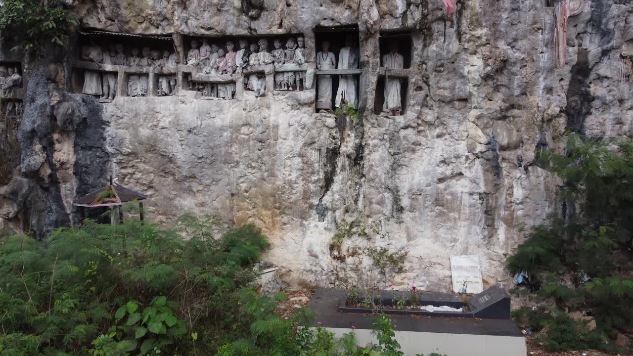 Ancient Tau Tau Statues in Cliff Burials of Tana Toraja, Indonesia