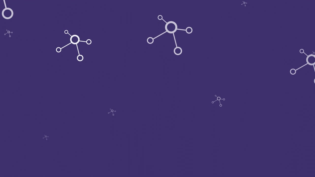 Animation of play falling molecules on purple background