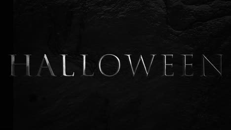 cinematic spook: halloween text engraved in a dark underground passage