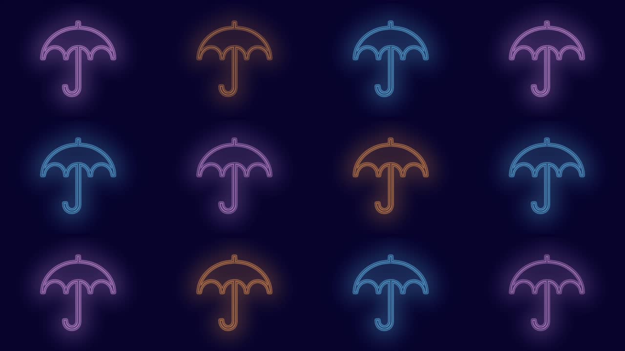 Motivo di ombrelli arcobaleno con luce al neon