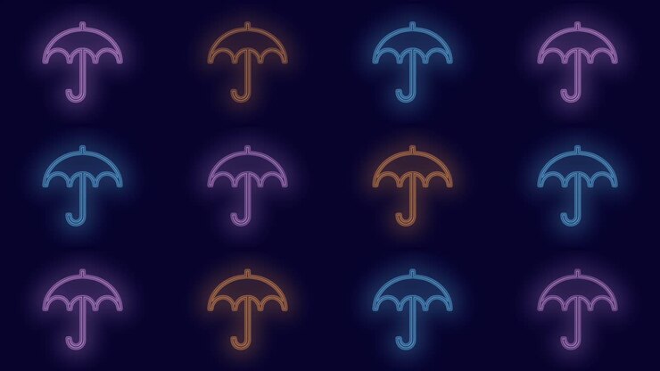 Rainbow umbrella pattern with neon light