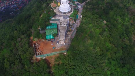 aerial view the beautify big buddha in phuket island