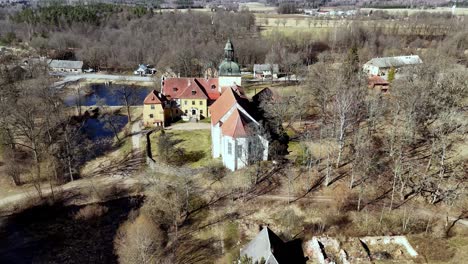 Historic-Lielstraupe-Castle-In-Village-Of-Straupe-In-Vidzeme,-Latvia