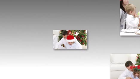 las familias celebran la navidad con los niños.