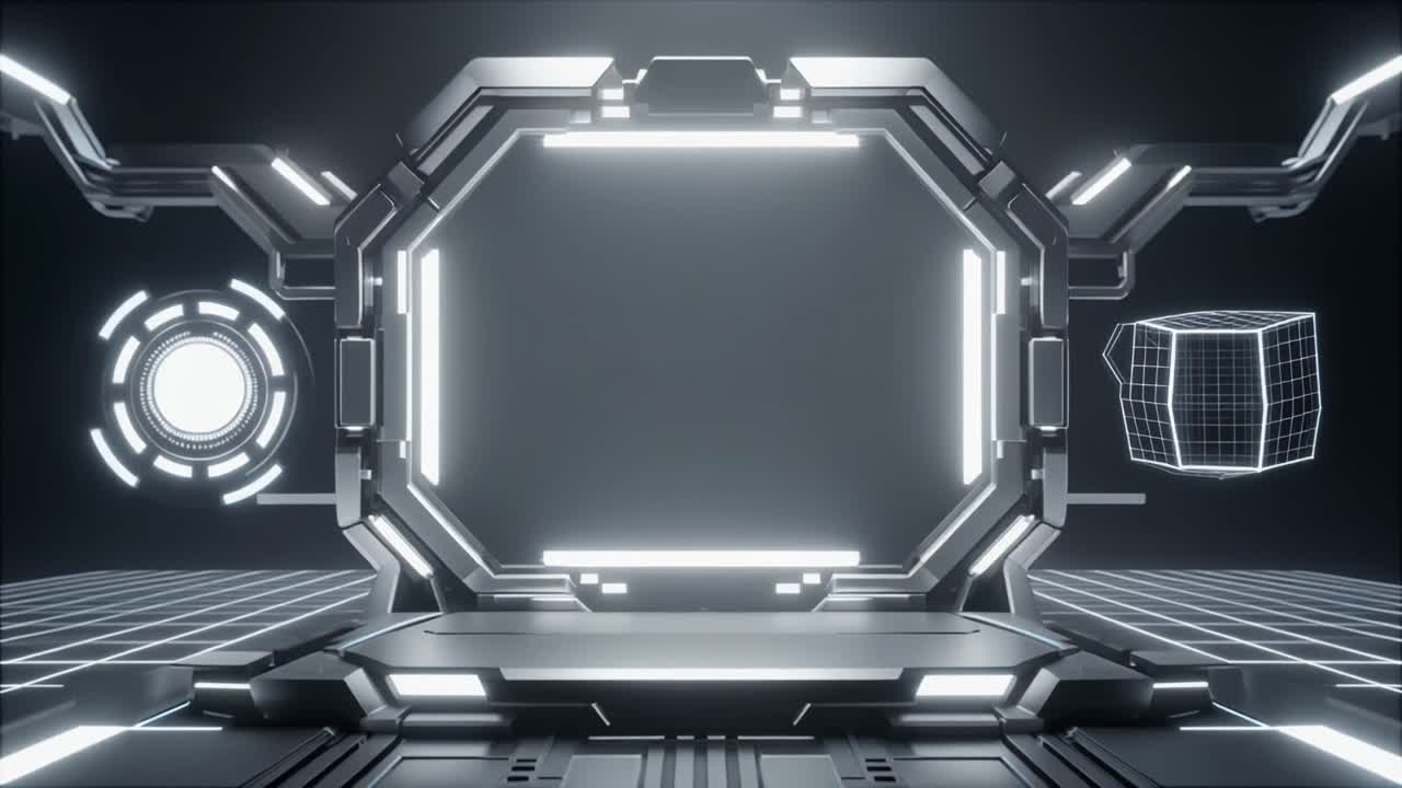 Schermo Display Fantascientifico Futuristico con Elementi Rotanti