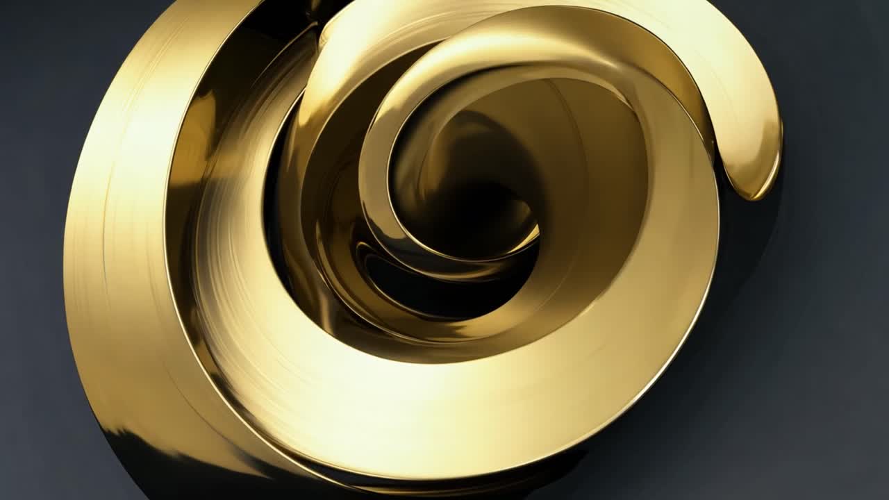 Scultura a spirale astratta dorata.