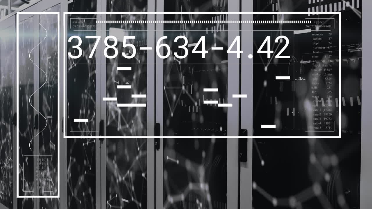 컴퓨터 서버  ⁇ 에 대한 데이터 처리 및 연결 네트워크와의 인터페이스의 애니메이션