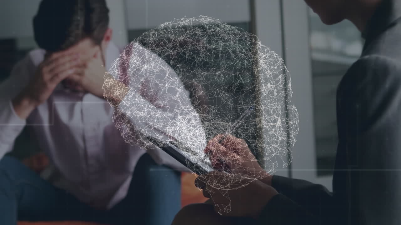 디지털 뇌의 애니메이션을 통해 백인 남성 상담 심리학자