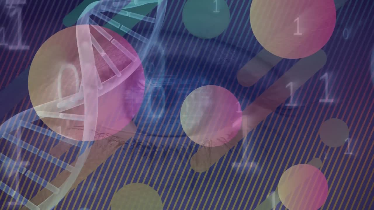 animación de la cadena de adn y procesamiento de datos