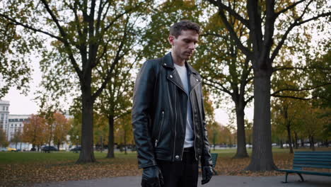 man in a park in autumn