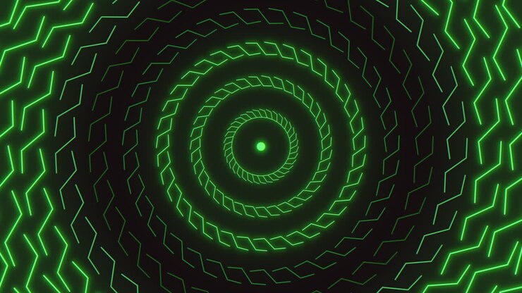 Green spiral neon lines in vertigo