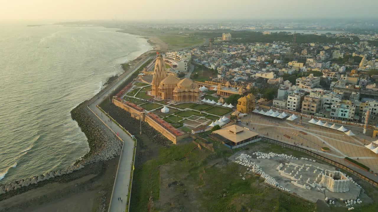 12 Jyotirlingas in India, Temples of Lord Shiva, indian temple architecture, Somnath Temple Aerial view