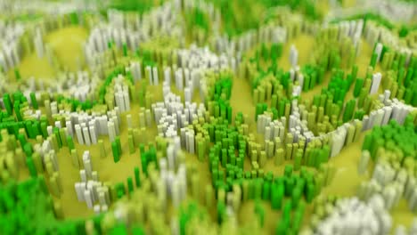 4k cubos que cambian de color en una superficie ondulada.