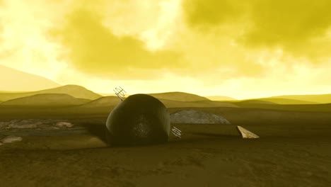 3d animation of the venera 7 space probe knocked over on the surface of venus