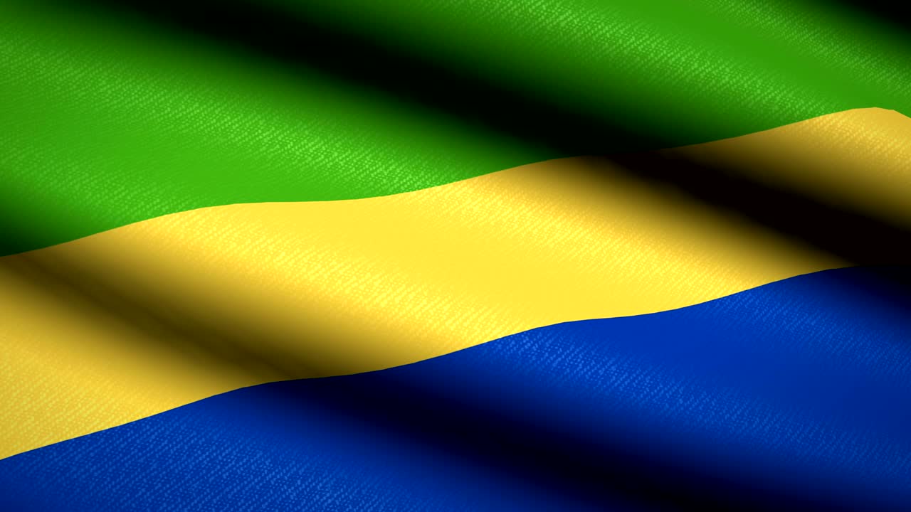 bandera de gabón ondeando fondo textil con textura. animación de bucle sin costuras. pantalla completa. movimiento lento. video en 4k