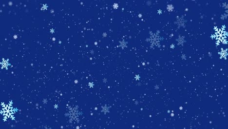 Animation-of-snowflakes-moving-on-blue-background