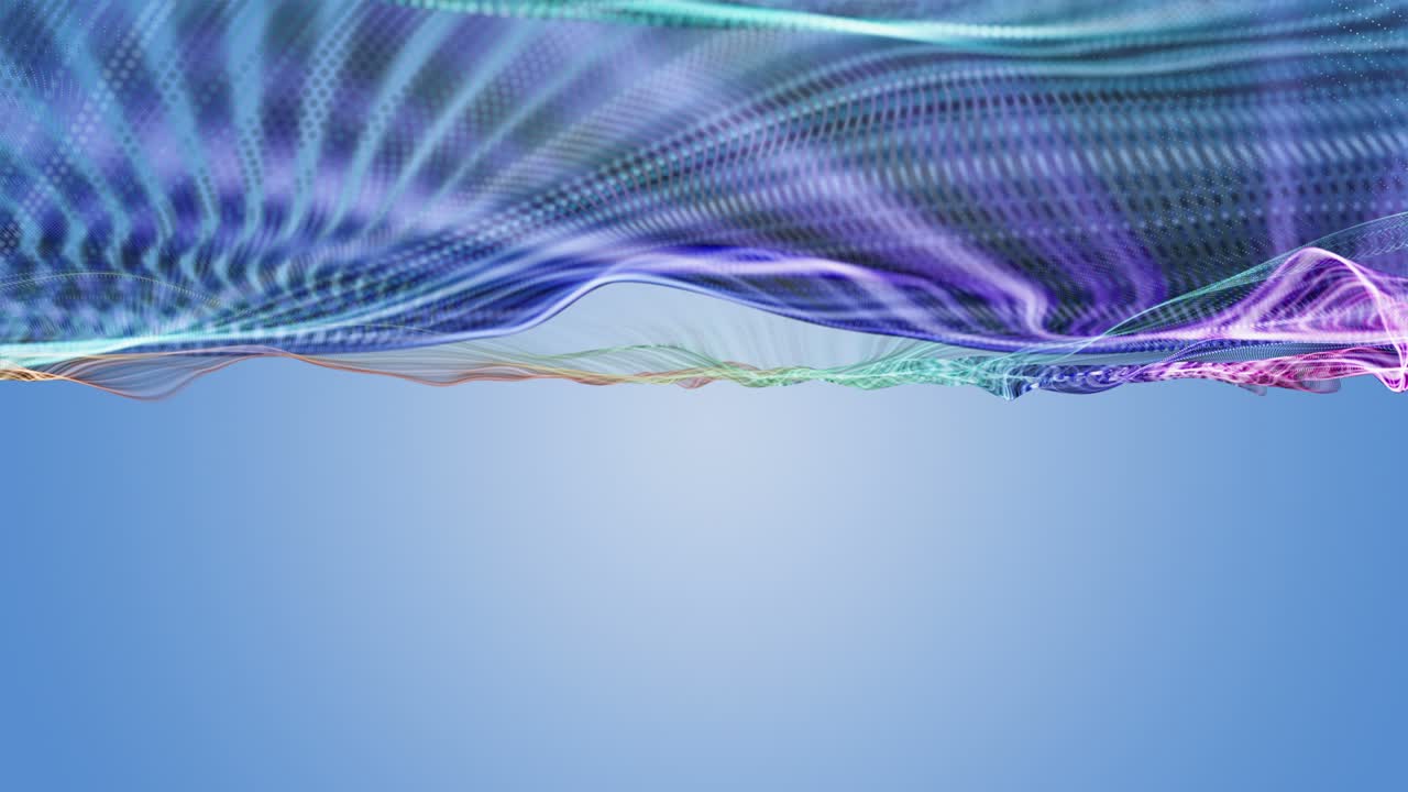 Fantastic animation with particle wave object in slow motion and space for text, 4096x2304 loop 4K