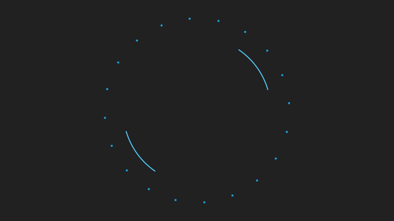 puntos azules y círculo para el texto sobre fondo negro