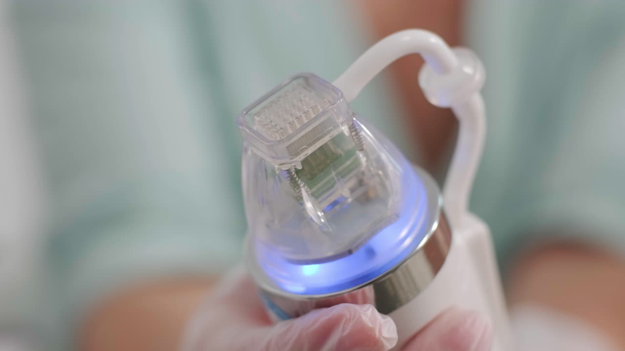 procedimiento de elevación de microagujas rf en la clínica de cosmetología moderna.