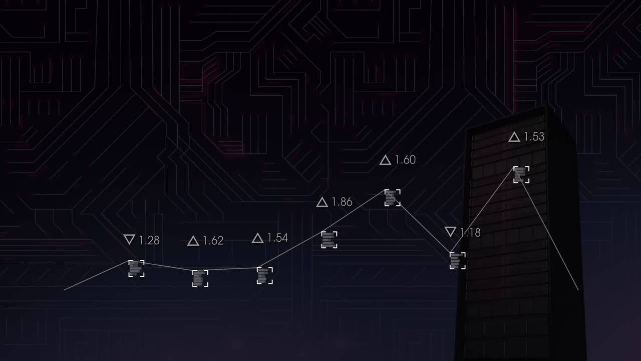 animación del procesamiento de datos sobre el paisaje urbano