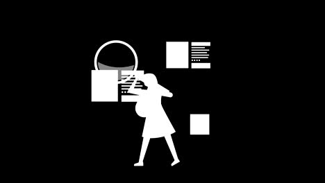 girl searching for products holding a magnifying glass