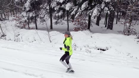 aerial view of woman running in winter