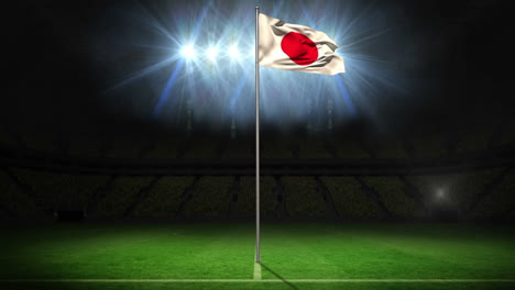 Japan-national-flag-waving-on-flagpole-