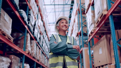 warehouse worker in a busy storage facility