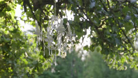 elegant crystal chandelier. outdoor wedding decoration