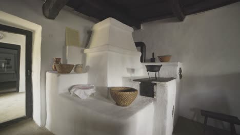 stone furnace in an old hungarian housecamera moves slowly right
