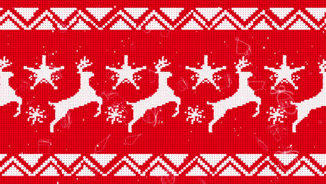 animation of falling christmas decorations over christmas pattern