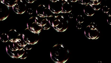 soap bubbles isolated on black background, seamless loop 4k 3d render